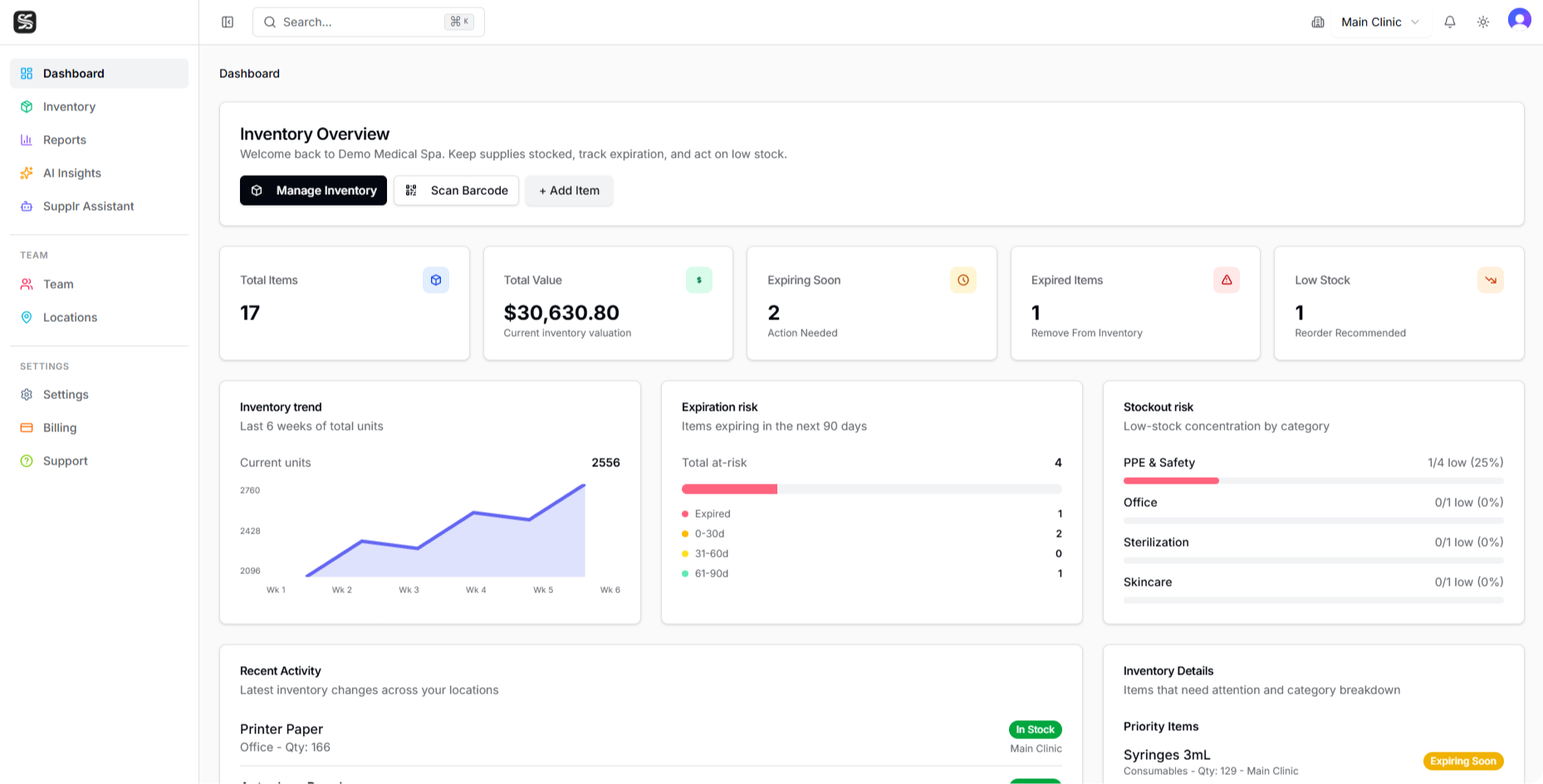 Supplr dashboard preview